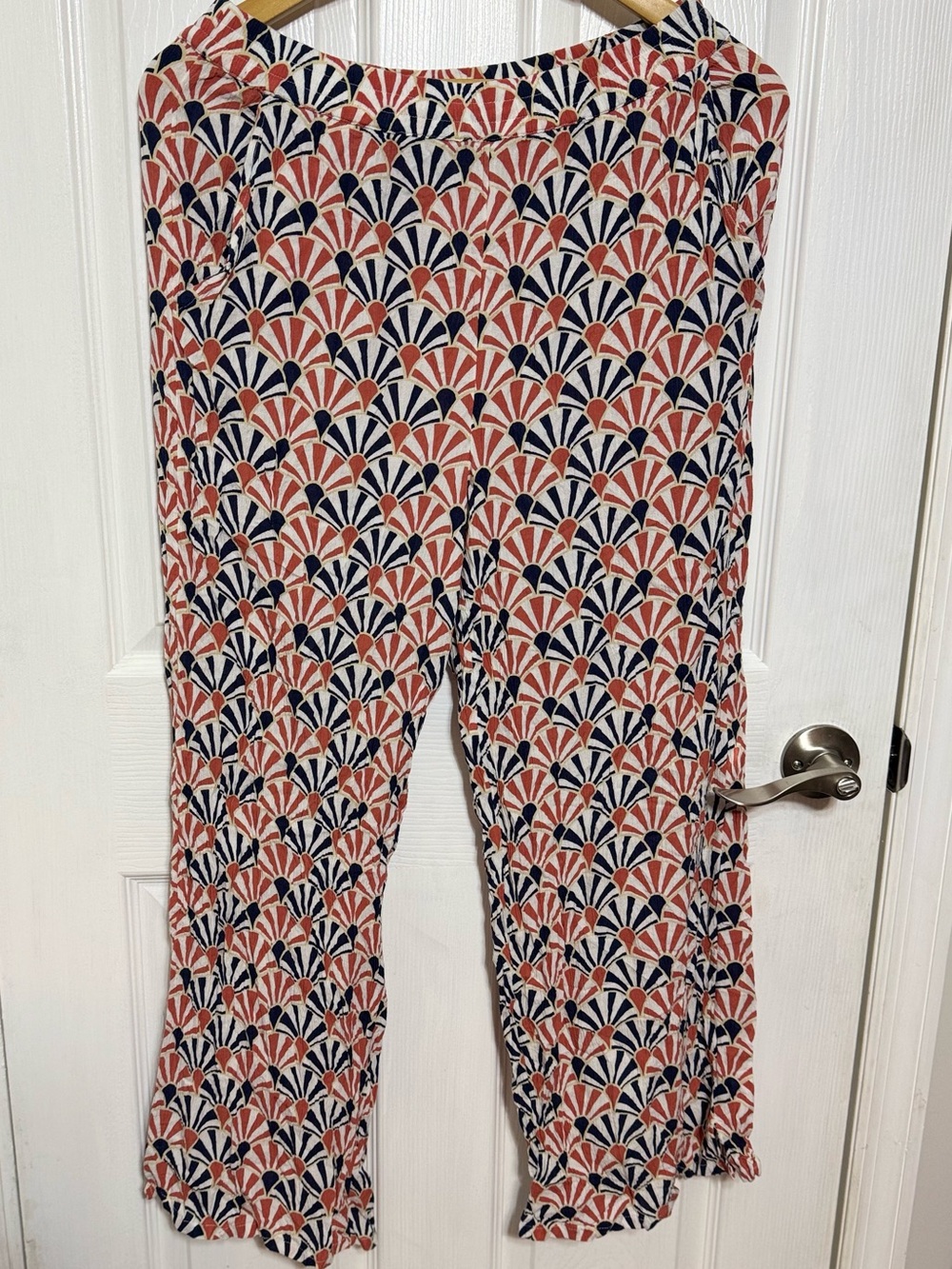 Volcom Coral and Navy Fan-Print Wide Leg Pants